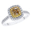 GIA Certified 0.92ct Yellow Diamond Engagement Ring in 18ct White Gold