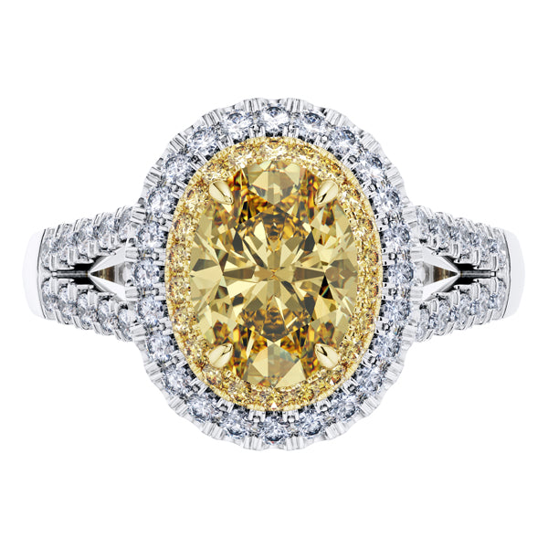 GIA Certified 2.16ct Yellow Diamond Engagement Ring in 18ct White Gold