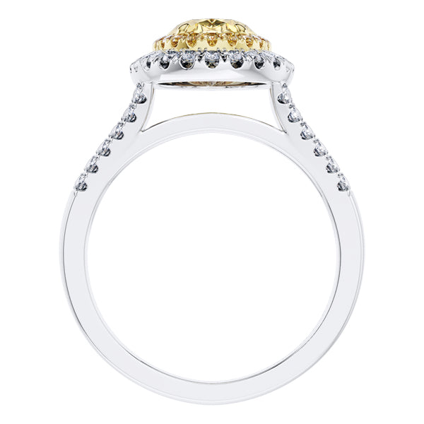 GIA Certified 2.16ct Yellow Diamond Engagement Ring in 18ct White Gold