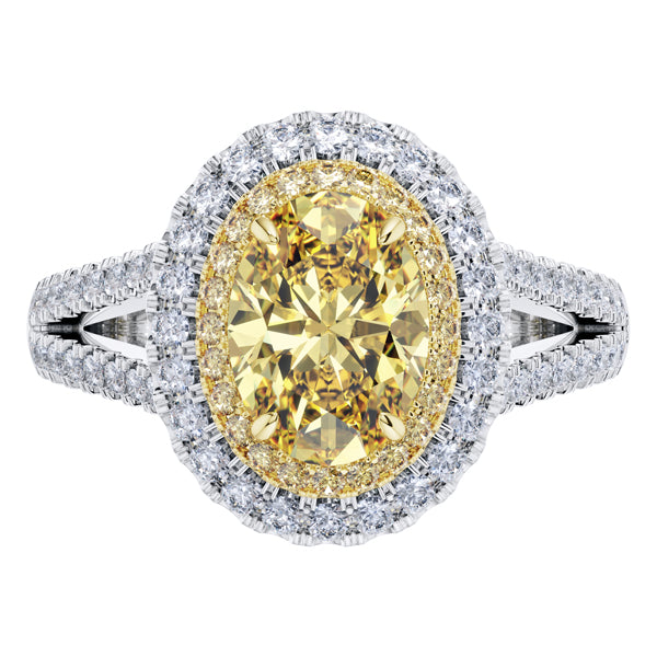 GIA Certified 2.09ct Yellow Diamond Engagement Ring in 18ct White Gold