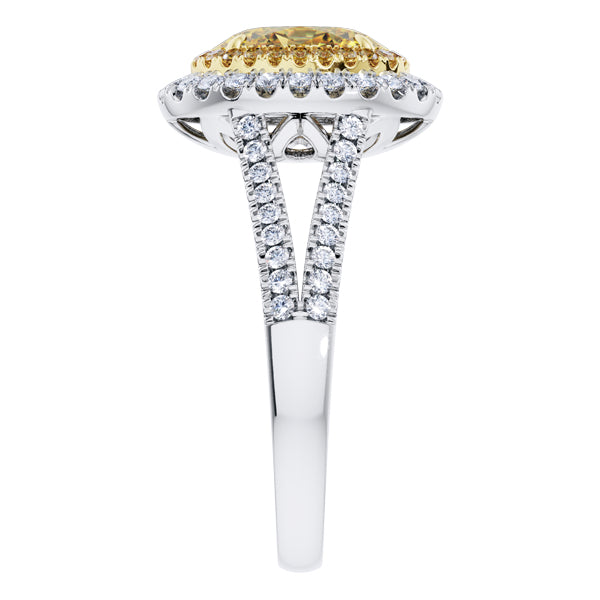 GIA Certified 2.09ct Yellow Diamond Engagement Ring in 18ct White Gold