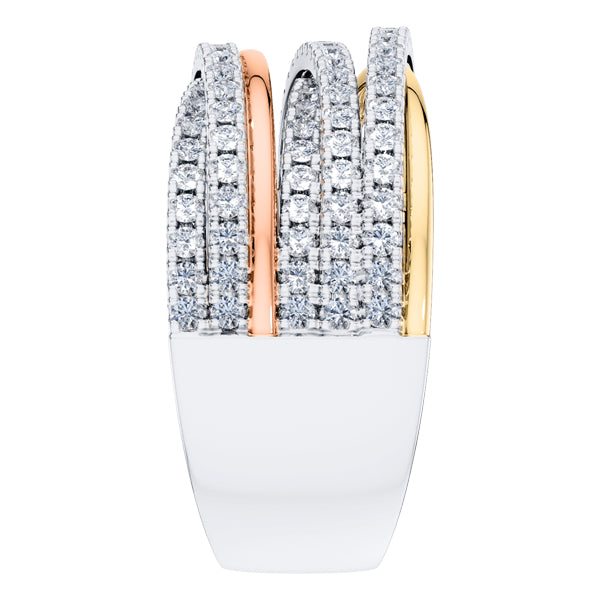 1.00ct Round Diamond Fancy Cross Over Ring in 18ct 3 Tone Gold