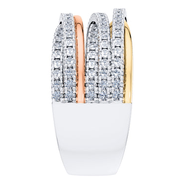 1.00ct Round Diamond Fancy Cross Over Ring in 18ct 3 Tone Gold