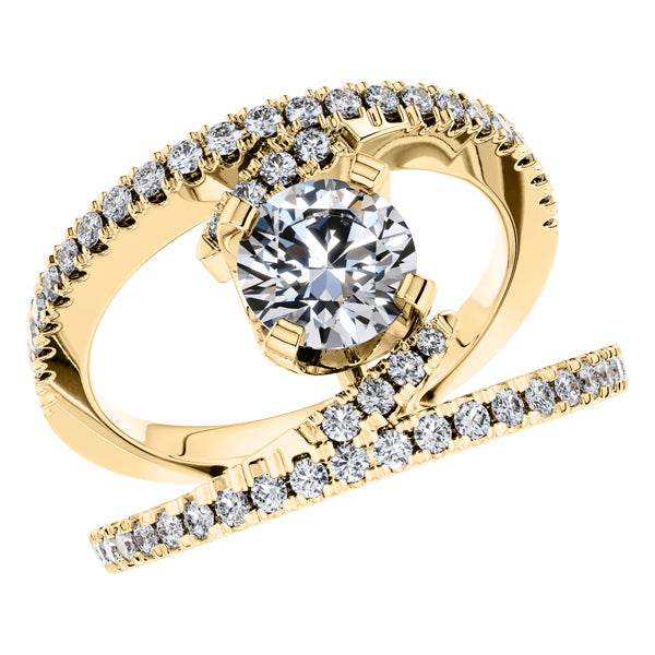 Round Diamond Fancy Split Shank Engagement Ring in 18ct Yellow Gold