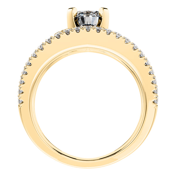 Round Diamond Fancy Split Shank Engagement Ring in 18ct Yellow Gold