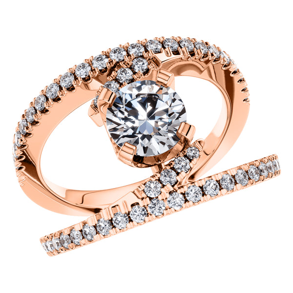 Round Diamond Fancy Split Shank Engagement Ring in 18ct Rose Gold