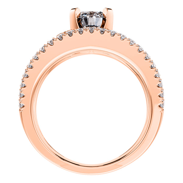 Round Diamond Fancy Split Shank Engagement Ring in 18ct Rose Gold