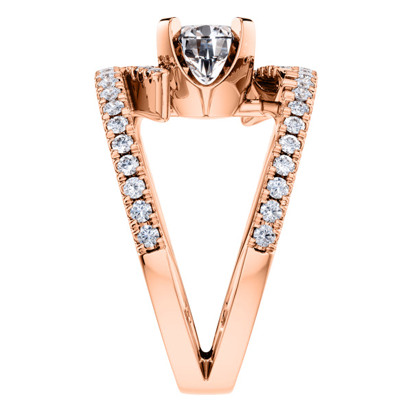 Round Diamond Fancy Split Shank Engagement Ring in 18ct Rose Gold