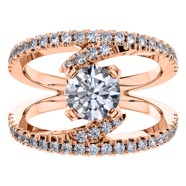 Round Diamond Fancy Split Shank Engagement Ring in 18ct Rose Gold