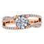 Round Diamond Fancy Cross Over Engagement Ring in 18ct Rose Gold