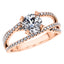 Round Diamond Fancy Cross Over Engagement Ring in 18ct Rose Gold