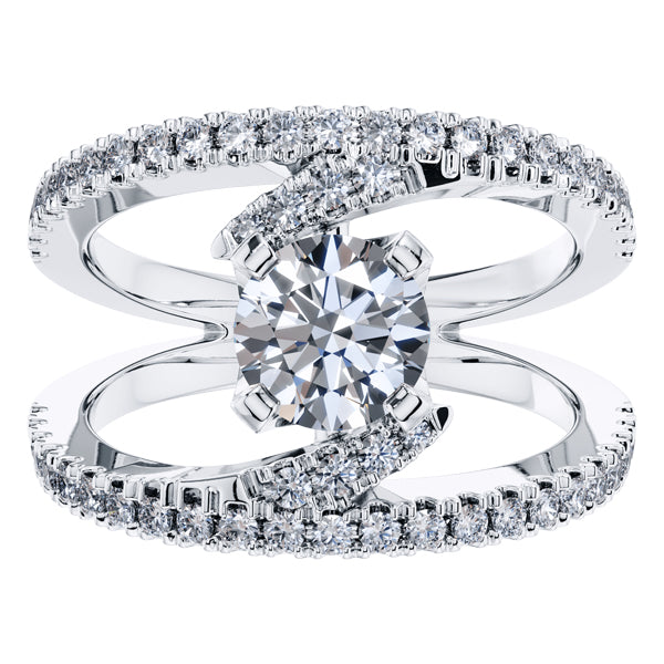 Round Diamond Fancy Split Shank Engagement Ring in Platinum