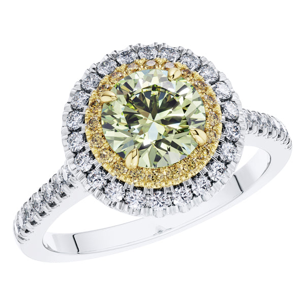 GIA Certified 1.51ct Yellow Diamond Engagement Ring in 18ct White Gold