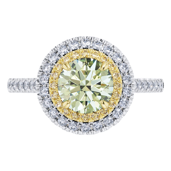 GIA Certified 1.51ct Yellow Diamond Engagement Ring in 18ct White Gold