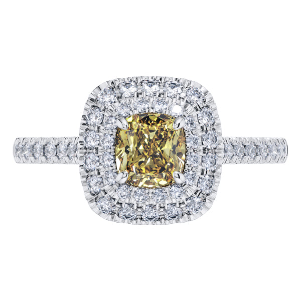 GIA Certified 1.02ct Yellow Diamond Engagement Ring in 18ct White Gold