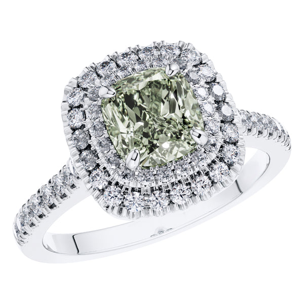 GIA Certified 1.73ct Light Green Diamond Engagement Ring in 18ct Gold