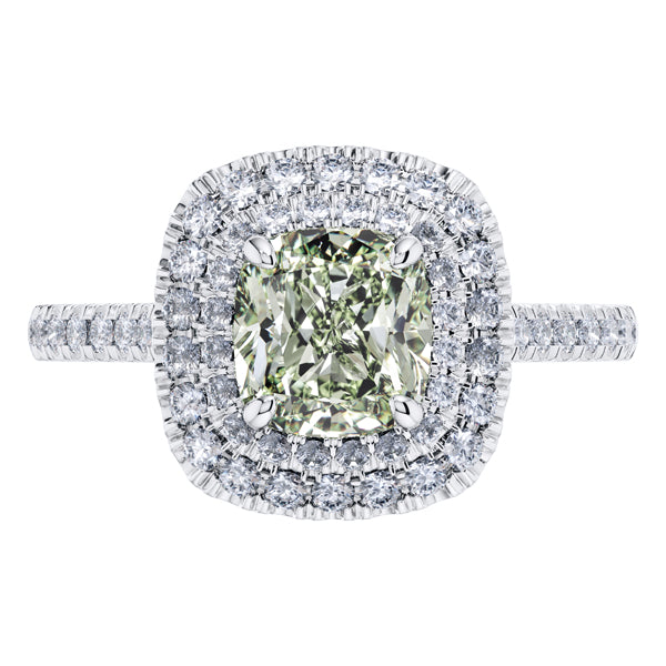 GIA Certified 1.73ct Light Green Diamond Engagement Ring in 18ct Gold