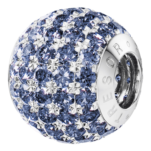 Phiiish 8mm Tanzanite Colour Crystal Charm in Sterling Silver