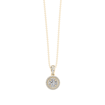 0.50ct Round Diamond Halo Cluster Pendant & Chain in 18ct Yellow Gold