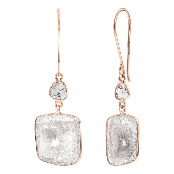 5.75ct Stylish Fancy Diamond Slice Drop Earrings in 18ct Rose Gold