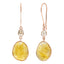 Yellow Sapphire & Slice of Diamond Drop Earrings in 18ct Rose Gold