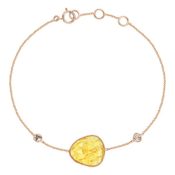 Rose Cut Yellow Sapphire & Slice of Diamond Bracelet in 18ct Rose Gold