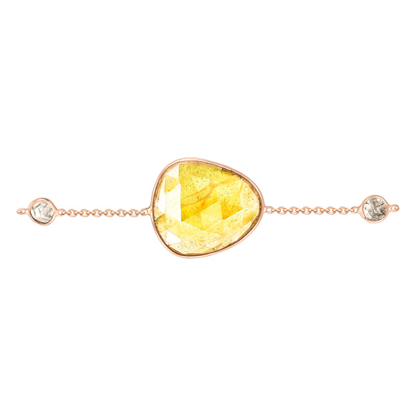 Rose Cut Yellow Sapphire & Slice of Diamond Bracelet in 18ct Rose Gold