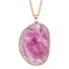 Stylish Rose Cut Ruby & Slice of Diamond Necklace in 18ct Rose Gold