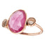 Stylish Rose Cut Ruby with Slice of Diamond Ring in 18ct Rose Gold