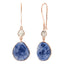 Blue Sapphire & Slice of Diamond Drop Earrings in 18ct Rose Gold